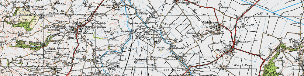 Old map of Moorland in 1919