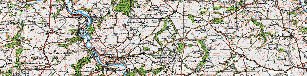 Old map of Moortown in 1919