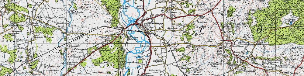 Old map of Avon Valley Path in 1919
