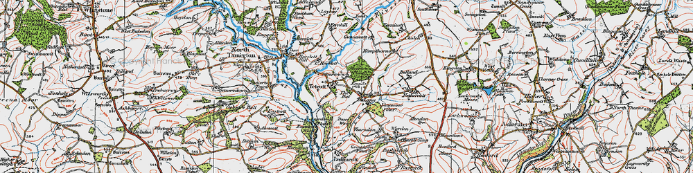 Old map of Beardown Plantn in 1919