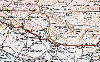 Old map of Brighstone Down in 1919