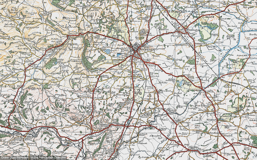 Old Map of Morda, 1921 in 1921
