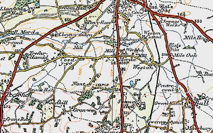 Old map of Morda in 1921