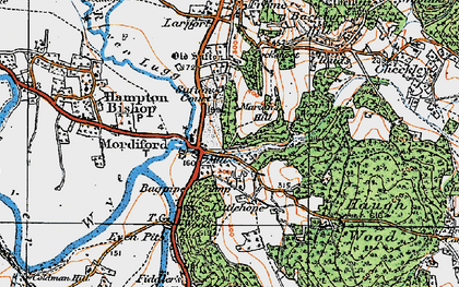 Old map of Mordiford in 1920