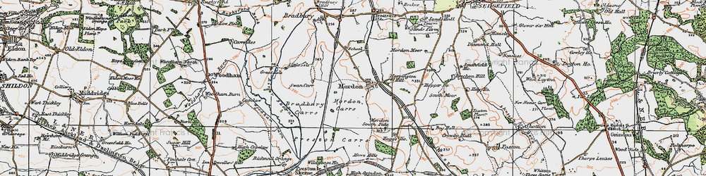 Old map of Mordon in 1925