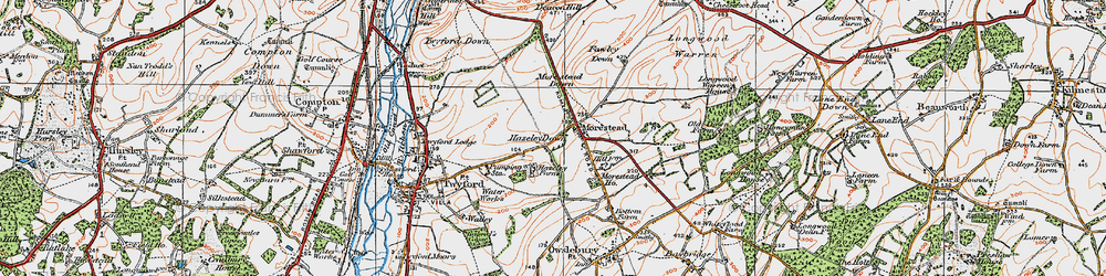 Old map of Morestead in 1919
