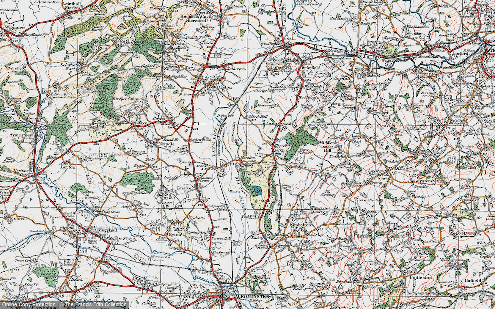 Old Map of Historic Map covering King's Hall Hill in 1920