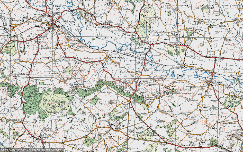 Old Map of Historic Map covering Banktop Wood in 1921