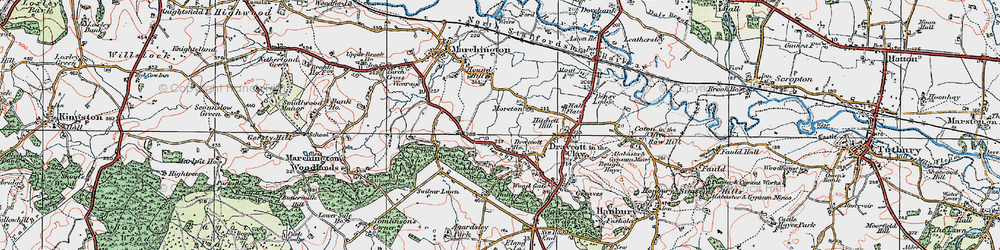 Old map of Moreton in 1921