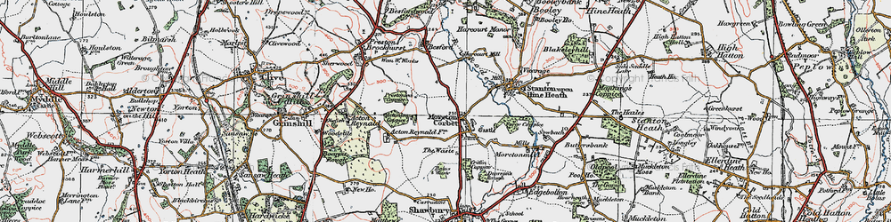 Old map of Moreton Corbet in 1921