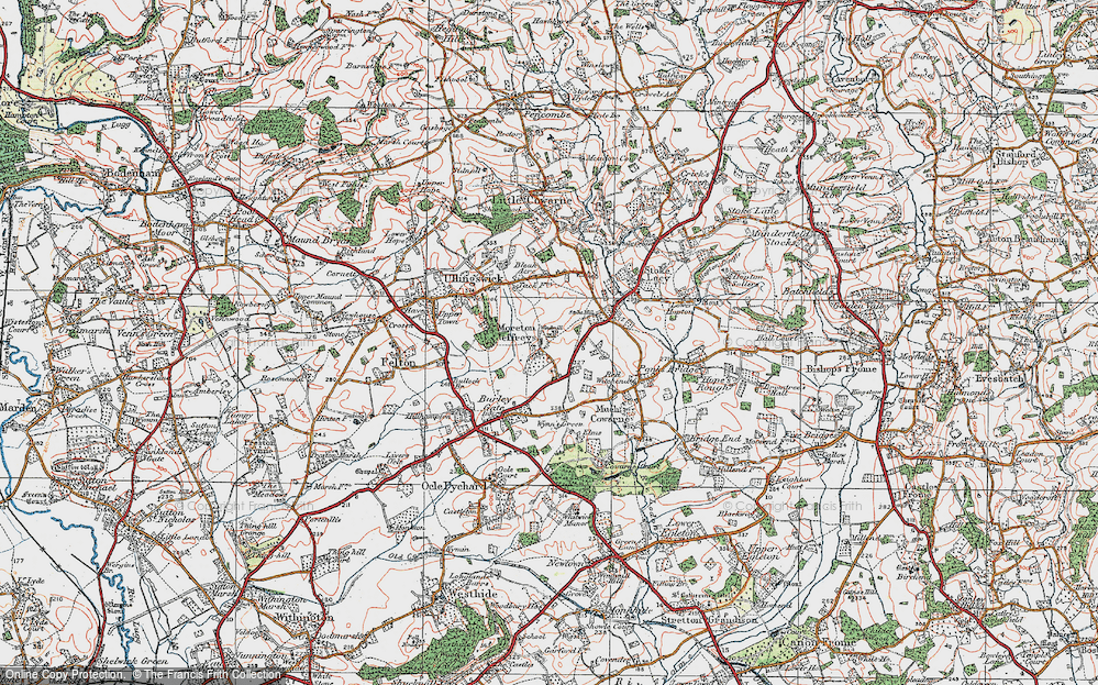 Old Map of Historic Map covering Windmill Hill in 1920