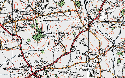 Old map of Moreton Jeffries in 1920