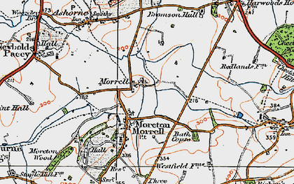 Old map of Moreton Morrell in 1919