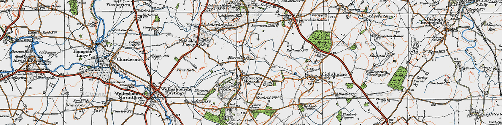 Old map of Moreton Morrell in 1919
