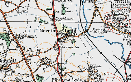 Old map of Moreton on Lugg in 1920