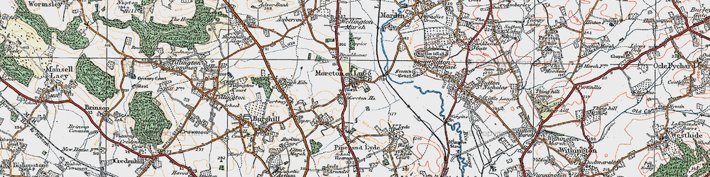 Old map of Moreton on Lugg in 1920