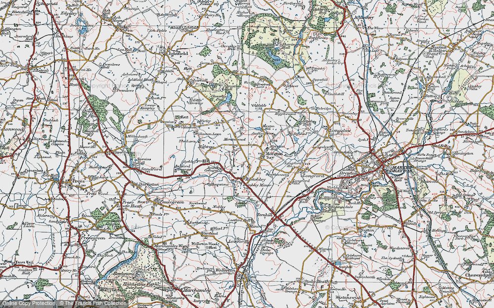 Old Map of Moreton Say, 1921 in 1921