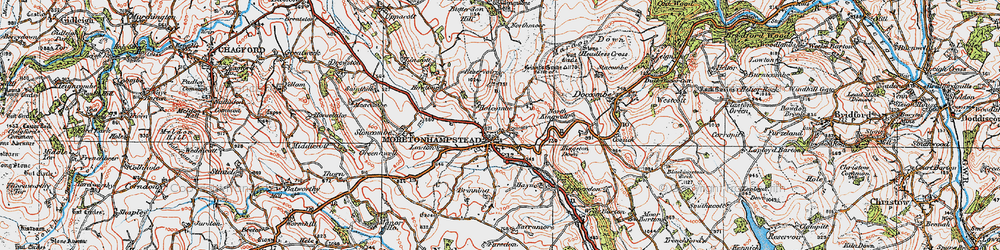 Old map of Moretonhampstead in 1919