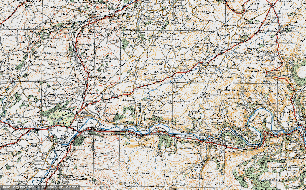 Old Map of Historic Map covering Ty-mawr in 1921