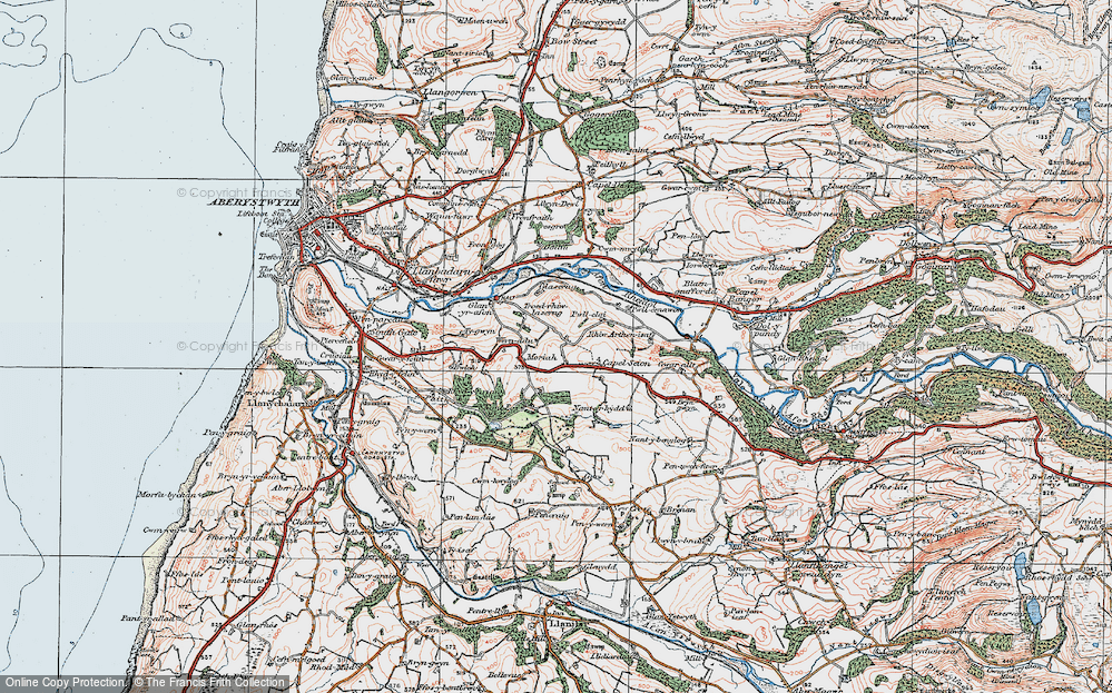 Old Map of Historic Map covering Troedrhiwlasgrug in 1922