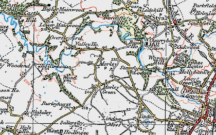 Old map of Lindow Moss in 1923