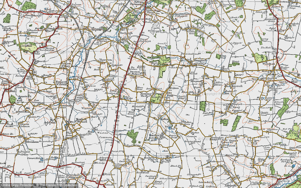 Old Map of Morningthorpe, 1921 in 1921