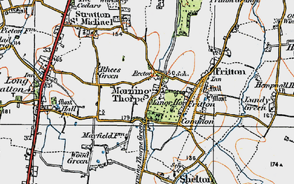 Old map of Morningthorpe in 1921