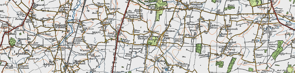 Old map of Morningthorpe in 1921