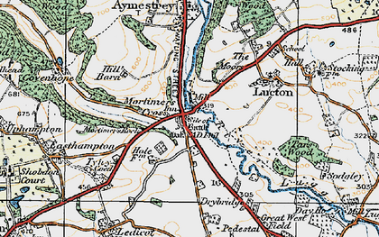 Old map of Mortimer's Cross in 1920