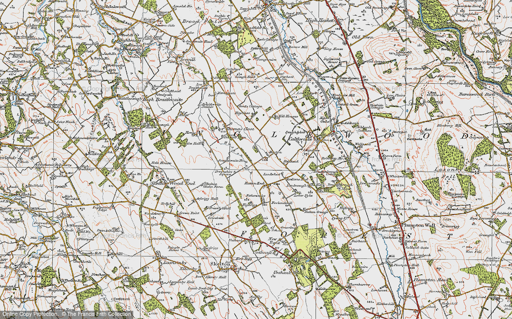 Old Map of Historic Map covering Hutton Beck in 1925