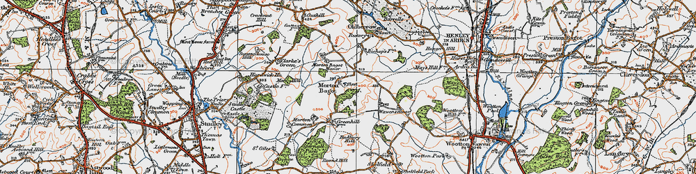 Old map of Badbury Hill in 1919