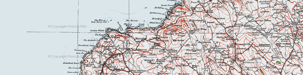 Old map of Morvah in 1919