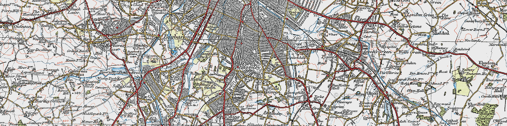 Old map of Moseley in 1921