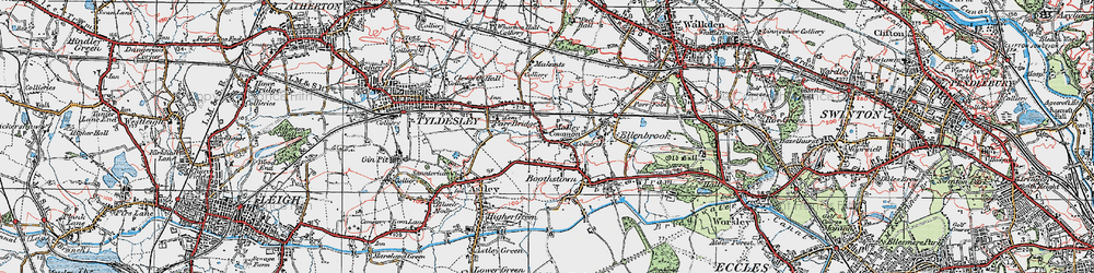 Old map of Mosley Common in 1924
