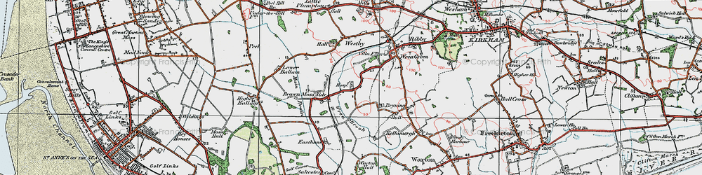 Old map of Wrea Brook in 1924
