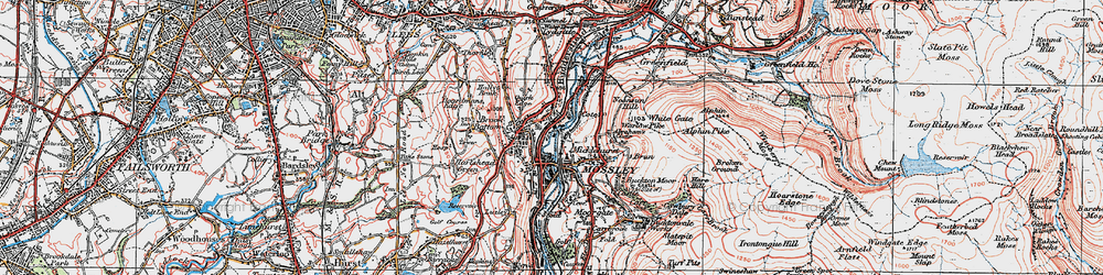 Old map of Mossley Brow in 1924