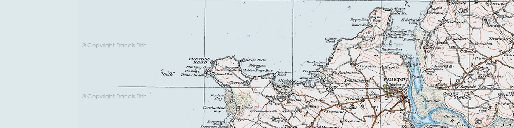 Old map of Trevose Head in 1919