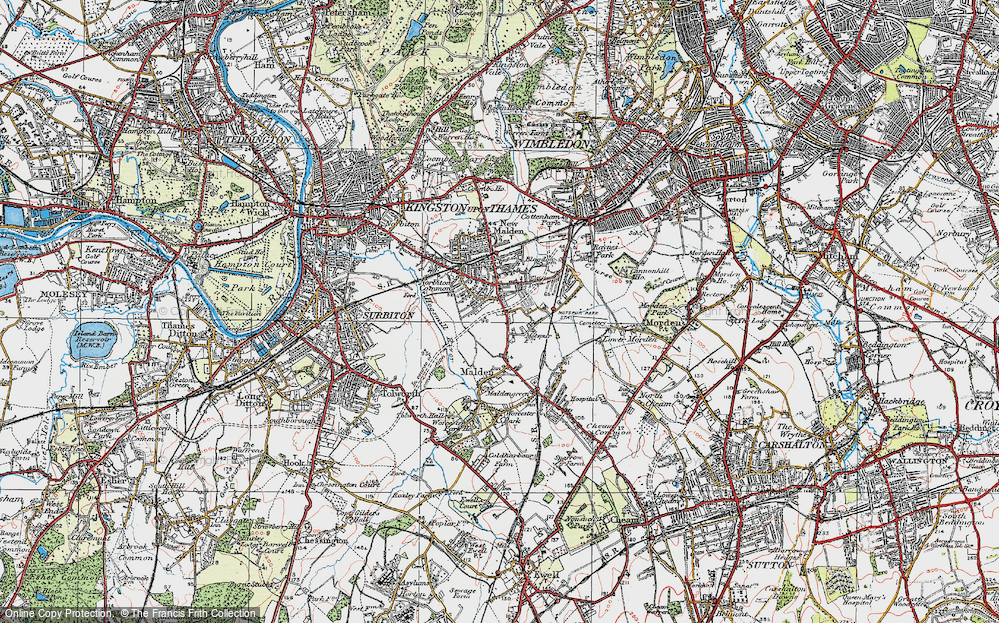 Old Map of Motspur Park, 1920 in 1920