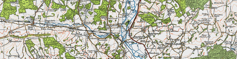 Old map of Mottisfont in 1919