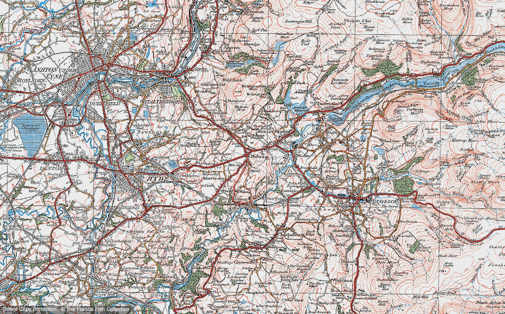 Old Map of Mottram in Longdendale, 1924 in 1924