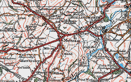 Old map of Mottram in Longdendale in 1924
