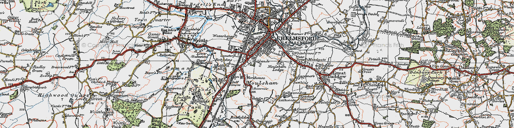 Old map of Moulsham in 1920