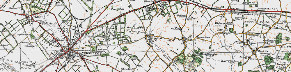 Old map of Moulton in 1920