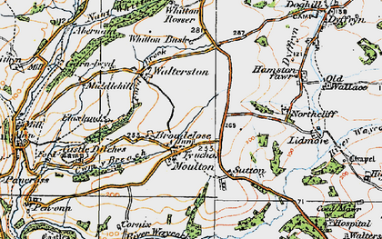 Old map of Moulton in 1922