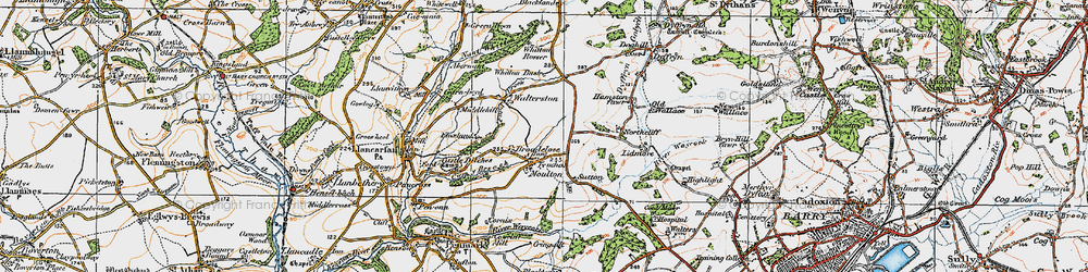 Old map of Moulton in 1922