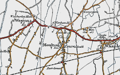 Old map of Moulton in 1922
