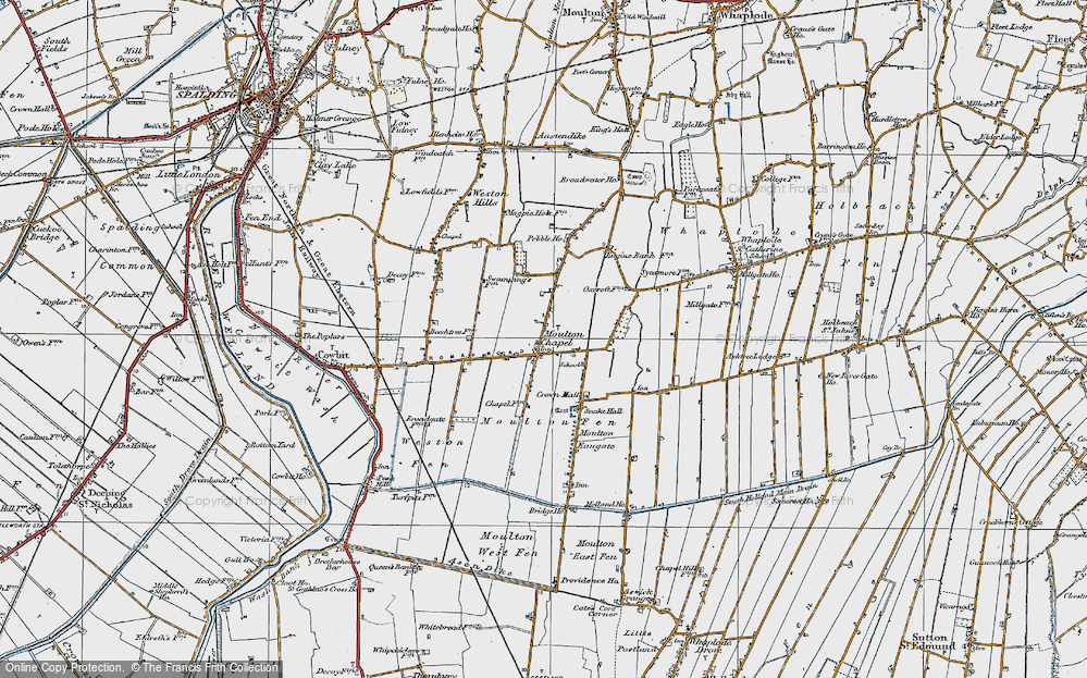 Old Map of Moulton Chapel, 1922 in 1922