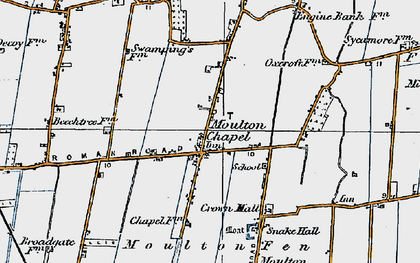 Old map of Moulton Chapel in 1922