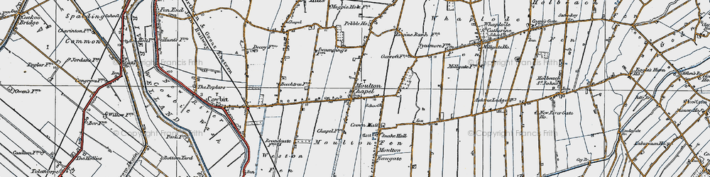 Old map of Moulton Chapel in 1922