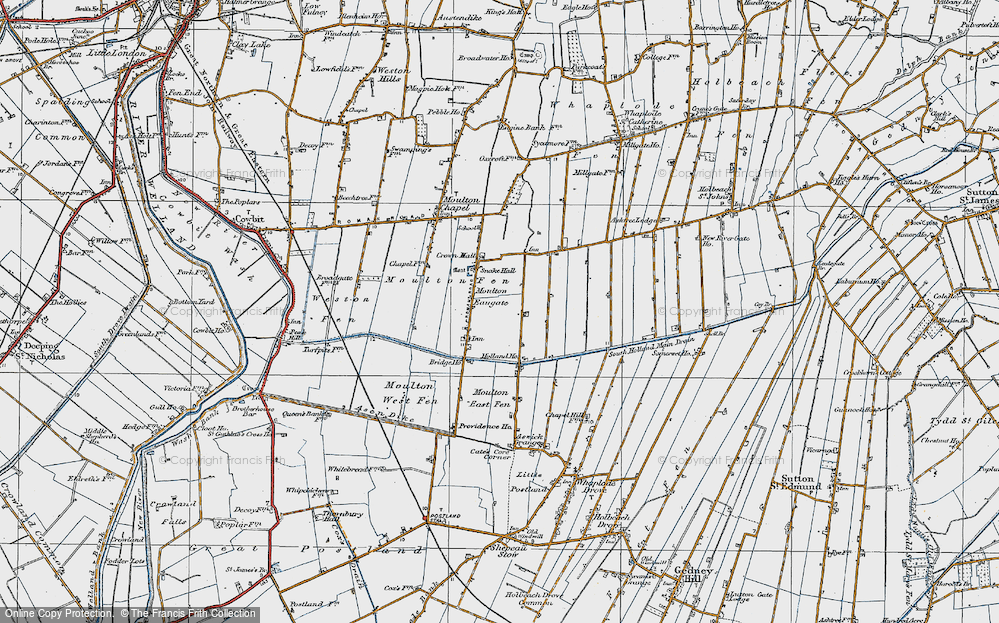 Old Map of Moulton Eaugate, 1922 in 1922